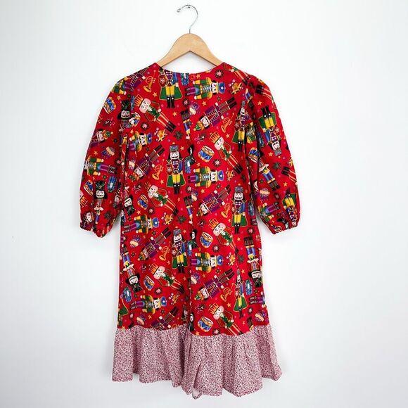 Handmade Vintage Inspired Girls Nutcracker Holiday All Over Printed Dresses - Picture 2 of 8